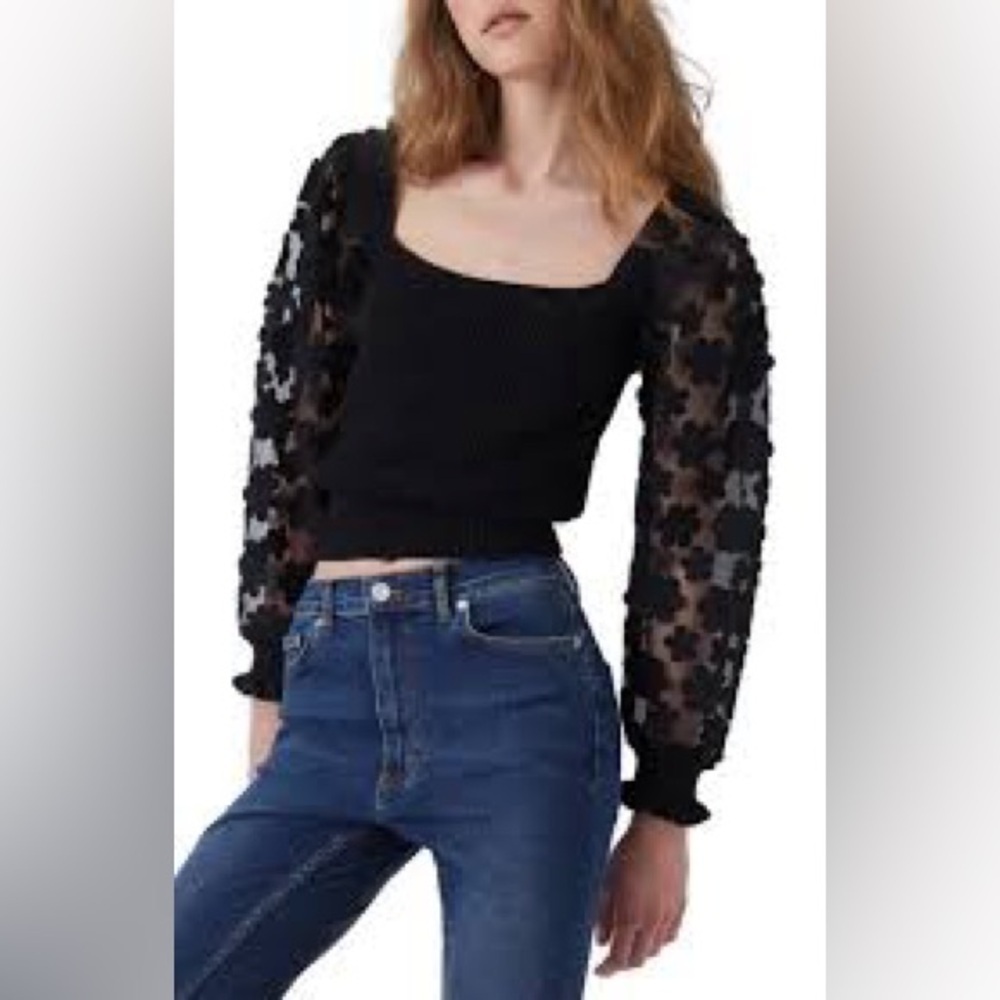 NWT FRENCH CONNECTION Juliet Mozart Lace Sleeve Sweater Small